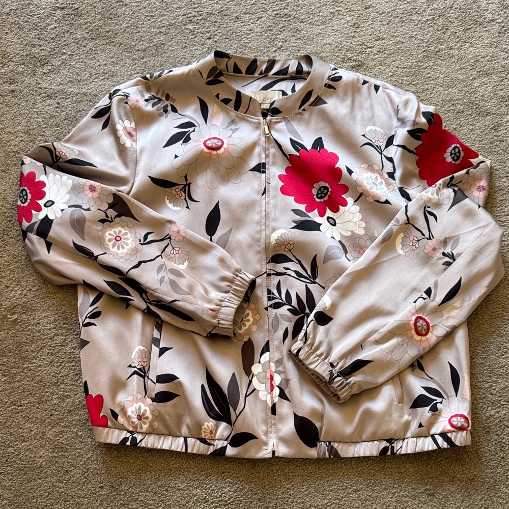 LOFT Beige and Black Patterned Jacket